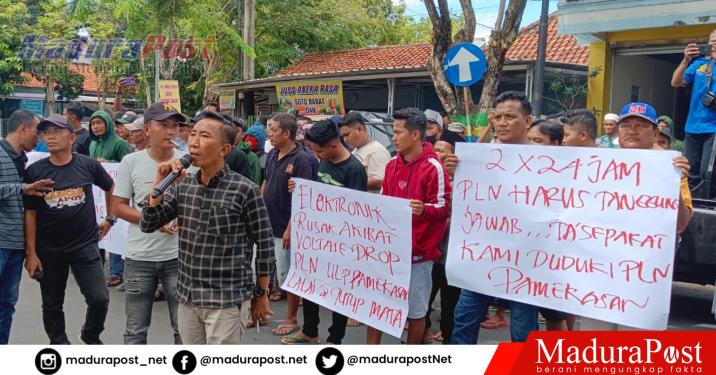 Masyarakat Larangan Badung Demo PLN ULP Pamekasan