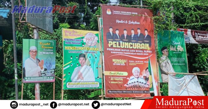 Terlalu, Baleho Promosi KPU Pamekasan Menutupi Baleho Bacabup Fattah Jasin